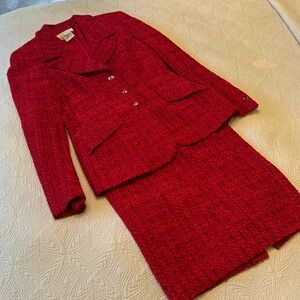 Beautiful Red & Shimmer Escada Suit as 36